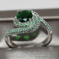 Wholesale Size New Women Luxury Jewelry Sterling Silver Round Cut Emerald A CZ Diamond Poplupar Party Gift Wedding Band Pave Ring Size
