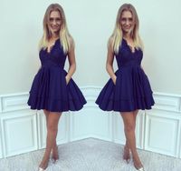 Wholesale 2019 Cheap Royal Blue Lace Homecoming Dress A line Juniors Sweet Graduation Cocktail Party Dress Plus Size Custom Made