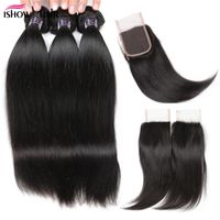 Wholesale Cheap A Brazilian Straight Hair Bundles With Closure Hair Extensions With x4 Lace Closure Weaves