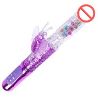 Wholesale USB Charge Butterfly Telescopic Rotating Bead Rods Frequency G Spot Vibrator Dildo Clit Stimulator Massager Sex Toy for Women