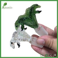 Wholesale Green And Transparent Clear Cobra Double Head Snakes Glass Bowl mm mm Male Joint Smoking Bowls For Glass Water Bongs and Smoking Pipes