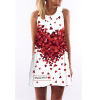 Wholesale New Style Summer Dress Sleeveless Hearts Print Casual Women Dress Above Knee Women Short Beach Dresses