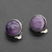 Wholesale Pairs Silver Plated Amethyst Rose quartz Half Ball Earrings Lapis Lazuli Black Agate Green Turquoise Jewelry