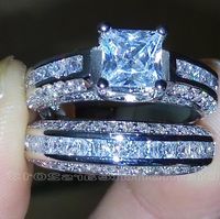 Wholesale Sz Engagement Retro Luxury Jewellery white topaz KT black Gold Filled Wedding Diamonique simulate diamond Ring se