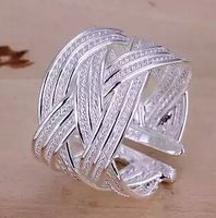 Wholesale 925 Sterling Silver Mesh Ring For Women Open Rings Christmas Gift wedding Party Good Quality Fashion Design
