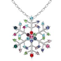 Wholesale Austrian Crystal Snowflake Pendant Necklace Designer Jewelry Branded Design K White Gold Plated Fashion Necklaces Women