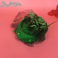 Wholesale Green Flowers Bridal Hats With Mesh Veils Feather Flower Bow Fascinator Hats Wedding Hat Veils Wedding Bridal Birdcage Veil For Sale UK