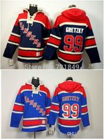 Wholesale 2016 Mens ny New York Rangers hooded Jerseys Wayne Gretzky Old Time Hockey Hoodies Sweatshirts Size Low Price