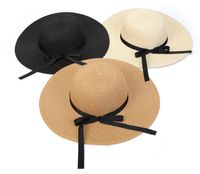 Wholesale Summer Girls Grass Braid Hats Children s Bow Ribbon Beach Cap Kids Hollowed out Sunhats Baby Fashion Straw Hat Bows A9296