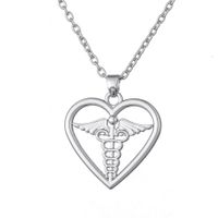 Wholesale Medical Symbol Caduceus in Heart Pendant Necklace for Doctor And Nurse party dress jewelry