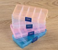 Wholesale Fedex DHL Adjustable Compartment Plastic Clear Storage Box for Jewelry Earring Tool Container
