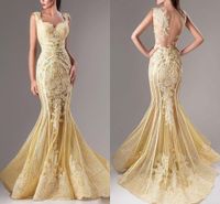 Wholesale elie saab evening dresses lace applique mermaid prom dress sexy sequins illusion arabic special occasion dress custom made