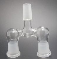 Wholesale 14 mm and mm Glass adapter double bowl adapter two size Wishbone Glass Splitter Frosted Adapter for options