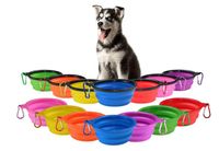 Wholesale Dog Cat Travel BowlSilicone Collapsible Feeding WaterDish Feeder portable water bowl for pet Silicone