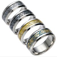 Wholesale Vintage Gold Dragon Design L Stainless Steel Ring Jewelry Cool Men Lord Wedding Band Male Ring for Lovers Large Size