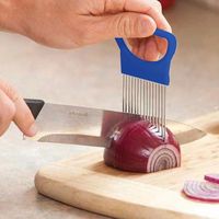 Wholesale Onion Needle Stainless Steel Cutter Forks Kitchen Tools Fruit Inserted Cut Vegetables Holder Fork Slicer Easy To Clean WX C32