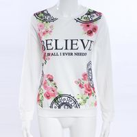 Wholesale 2 Color Flower Woman Clothes Sweater Long Sleeve Women White T Shirts for Pity Autumn New Pattern Crop Top D T shirt Sweater