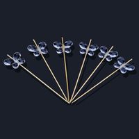 Wholesale Clear Acylic Butterfly Bead Bamboo Cocktail Sticks Martini Picks Olive Picks Sandwich Cake Fruit Picks Party Favor