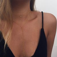 Wholesale Sexy Beads Chain Lariat Choker Necklaces Long multilayer Water Drop Simple party Statement Jewelry Choker for Women collier femme