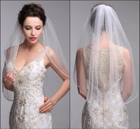 Wholesale New One Layer Bridal Wedding Veils With Comb White And Ivory Hair Accessories Tulle Beaded Short Bridal Veil