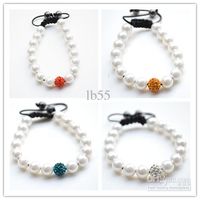 Wholesale best Mixed Color White Pearl Micro Pave CZ Disco10mm Ball Bead High Quality Micro Pave Crystal Shamballa Bracelet women jewelry k35365