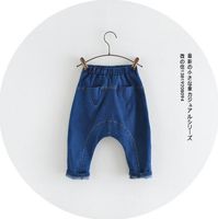 Wholesale New Style spring baby Girl boy Jeans denim cotton Triangle pocket leisure loose harem pants