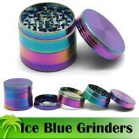 Wholesale Ice Blue Grinder mm Rainbow Grinders Piece Grinder Zinc Alloy Material Top Quality Tobacco Herb Spice Crusher Fast Shipping