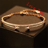 Wholesale Korean Personality Double Sides Rivet Bracelets For Women Luxury Trendy Gold plated Double Chain Link Bracelets Jewelry