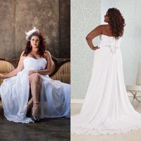Wholesale Country Plus Size Wedding Dresses Beach Flowing Chiffon Sweetheart Sleeveless Lace up Back Corset Bridal Gowns with Sexy High Split