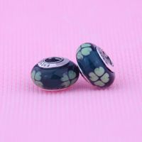 Wholesale Green Authentic Sterling Silver loose beads DIY Thread Murano Glass Beads Charms Fit for Pandora Bracelets Necklaces pc