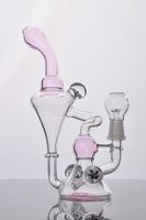 Wholesale New arrival Double Recycler Bong hookahs Glass bongs water pipe with bowl oil rig Glass Shisha Color