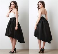 Wholesale Hi lo Sexy Taffeta Girls Skirts Black Color Newest Skirts for Girls Custom Made Pleats Empire Skirts Real Image