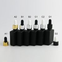 Wholesale 12 x ml Empty Frost Black Square Flat Glass Bottles With Aluminum Dropper oz Glass Dropper Container