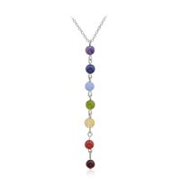 Wholesale New Colorful Natural Stone Crystal Pendant Chakra Necklace Women India Yoga Reiki Healing Balancing Necklaces Jewely Woman
