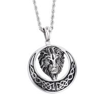 Wholesale New Casting Silver Amazing Quality Men s L Stainless Steel Lion Head Pendant Circle With mm quot Twisted Rope Chain Necklace