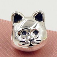 Wholesale 2015 New Autumn Sterling Silver Curious Cat Charm Bead Fits European Pandora Jewelry Bracelets Necklace