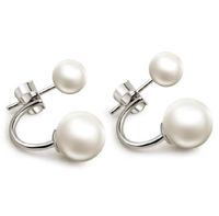 Wholesale 925 sterling Silver White mm mm Seashell Pearl Rhodium Plated Hoop Stud Earrings Fashion Hot sell Jewelry for women High quality C634
