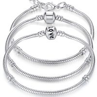 Wholesale Charm Bracelets Sterling Silver mm Snake Chain Fit Pandora Charms Bead Bangle Bracelet Fashion Jewelry DIY Gift For Men Women