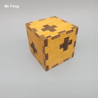 Wholesale Cross Box Wooden Classical Toys Kong Ming Lock Puzzle For Children Game