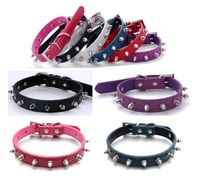Wholesale Good spiked studded leather dog collar one row white spikes best pet dog collars colors sizes