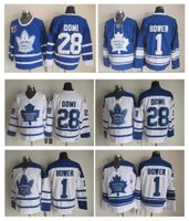 Wholesale Retro Toronto Maple Leafs Hockey Jersey Tie Domi Johnny Bower Jersey Vintage CCM Authentic Stitched Jerseys