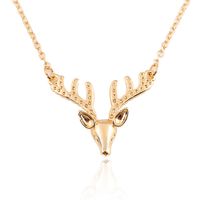 Wholesale Christmas Gift Fashion Deer Horn Pendant Necklace Kids Simple Chain Silver Gold Plated Animal Antler Horn Pendants Necklaces