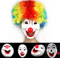 Wholesale Halloween Hite Clown Red Nose mask Funny Fancy Dress Party Jester Jolly Mask PVC Masquerade Carnival Masks white festive event supplies gift