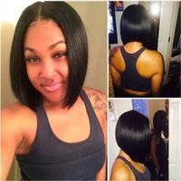 Wholesale Brazilian Human Hair Short Bob Lace Front Wig Bob Style Glueless V Part Wigs for black women