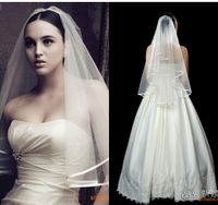 Wholesale Simple And Cheap Wedding Accesories Wedding Veils Ribbon Edge Veu De Noiva Vintage White Bridal Veils