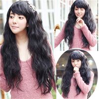 Wholesale WoodFestival fluffy corn curly wig long black brown synthetic wigs girls heat resistent fiber hair oblique bangs colors women