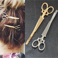 Wholesale Cool Simple Head Jewelry Hair Pin Gold Scissors Shears Clip For Hair Tiara Barrettes Accessories Headdress For Girl Women