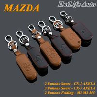 Wholesale Genuine Leather Car Keychain MAZDA CX CX Axela Atenza Car Key Case Cover Smart Remote Car Key Chain Rings