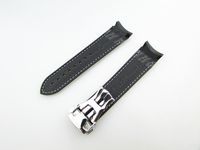 Wholesale 20mm NEW Black With White stitched Diver Rubber band strap with deployment clasp For Omega Watch