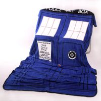 Wholesale Doctor Who Cosplay TARDIS Police Box Blue Soft Warm Plush Coral Fleece Throw Bed Blanket Couch Carpet Halloween Accessory